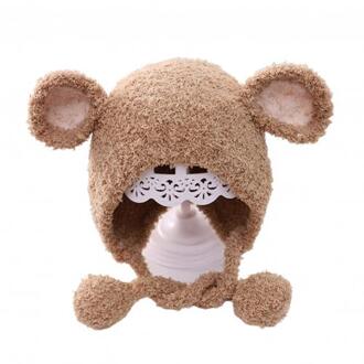 1-4 Jaar Peuter Winter Baby Jongens Meisjes Elastische Beanie Hoed Leuke Oren Zachte Warme Katoen Cap Warm Houden baby Haak Muts koffie