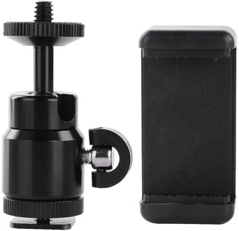 1/4 Shoe Adapter Metalen Swival Ball Head Voor Camera Statief Led Licht Flash Bracket Houder Mobiel Clip Kit