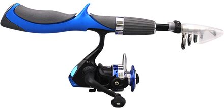 1.4M Carbon Hengel Superhard Boot Fly Lokken Hengel Met Reel Fishing Set Visgerei Staaf Combo Staaf vistuig blauw met Reel