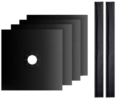 1/4Pc Liner Gasfornuis Protector Cover Gasfornuis Kookplaat Thuis Brander Protector Keuken Accessoires Mat Fornuis Cover beschermen Tool zwart 4stk
