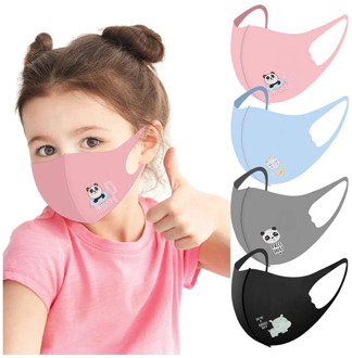 1/4Pcs Children Washable Reusable Masks Cute Cartoon Animals Face Cover Outdoor Cycling Protective Mask Cloth Face Shield
