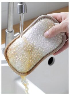 1/4Pcs Dubbelzijdig Schuursponsje Herbruikbare Schoonmaken Magie Sponzen Doek Keuken Cleaning Tools Ruitenwissers Decontaminatie Theedoeken wit
