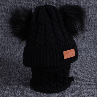 1-4T Baby Winter Warmer Sjaal Effen Kleur Pluche Bal Hoed Baby Kraag Sjaals Halsdoeken Set A1