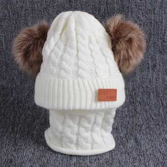 1-4T Baby Winter Warmer Sjaal Effen Kleur Pluche Bal Hoed Baby Kraag Sjaals Halsdoeken Set A10