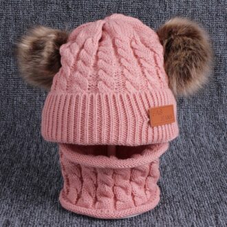 1-4T Baby Winter Warmer Sjaal Effen Kleur Pluche Bal Hoed Baby Kraag Sjaals Halsdoeken Set A12