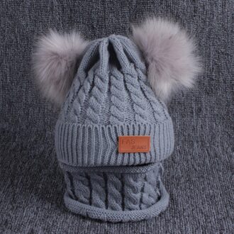 1-4T Baby Winter Warmer Sjaal Effen Kleur Pluche Bal Hoed Baby Kraag Sjaals Halsdoeken Set A2