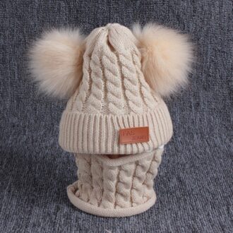 1-4T Baby Winter Warmer Sjaal Effen Kleur Pluche Bal Hoed Baby Kraag Sjaals Halsdoeken Set A3
