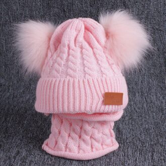 1-4T Baby Winter Warmer Sjaal Effen Kleur Pluche Bal Hoed Baby Kraag Sjaals Halsdoeken Set A5