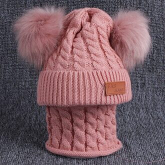 1-4T Baby Winter Warmer Sjaal Effen Kleur Pluche Bal Hoed Baby Kraag Sjaals Halsdoeken Set A6