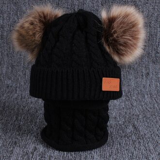 1-4T Baby Winter Warmer Sjaal Effen Kleur Pluche Bal Hoed Baby Kraag Sjaals Halsdoeken Set A7