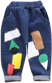 1-4Years Peuter Baby Baby Meisjes Jongens Kids Cartoon Gedrukt Elastische Taille Denim Broek Broek Zomer Outfits Kleding # G4 donker blauw / 18m