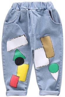 1-4Years Peuter Baby Baby Meisjes Jongens Kids Cartoon Gedrukt Elastische Taille Denim Broek Broek Zomer Outfits Kleding # G4 licht blauw / 3T