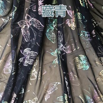 1.5*1 M Zwart Wit Kleurrijke Vlinder Bruids Jurk Applique Diy Hoofdtooi Sjaal Veil Geborduurde Lace Stof Patch Tafel cover NavyBlue