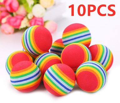 1/5/10Pcs Interactieve Kat Speelgoed Bal Spelen Kauwen Rammelaar Kras Eva Training Trekken Vermaken regenboog Hond Kat Speelgoed Bal 10stk