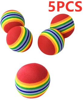 1/5/10Pcs Interactieve Kat Speelgoed Bal Spelen Kauwen Rammelaar Kras Eva Training Trekken Vermaken regenboog Hond Kat Speelgoed Bal 5stk
