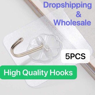 1/5/10Pcs Transparante Sterke Zelfklevende Deur Muur Hangers Haken Zuig Zware Belasting Rack Cup Sucker voor Keuken Badkamer 5stk