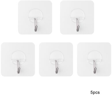 1/5/10Pcs Zelfklevende Haak Waterdichte Opslag Hanger Anti-Slip Sterke Steken Muur Haak 2Kg transparante Naadloze Hanger Keuken 5stk-6.2x6.2cm