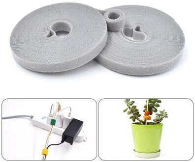 1.5*500Cm Nylon Kabelbinder Plant Bandage Ultra-Dunne Plakken Kabel Glasvezel Haren Roll Klittenband Kabel tie Tuin Thuis Gereedschap grijs