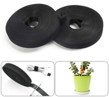 1.5*500Cm Plant Bandage Nylon Ultra-Dunne Plakken Kabel Management Glasvezel Haren Kabelbinder Tuingereedschap zwart