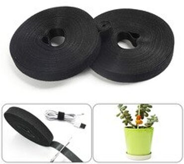 1.5*500Cm Plant Bandage Nylon Ultra-Dunne Plakken Kabel Management Glasvezel Haren Kabelbinder voor Planten zwart