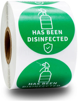 1.5 inch 300pcs stickers Seal label with 'Has been disinfected' Notice Sticker Retail Store Package Shopping Bag Label Stickers