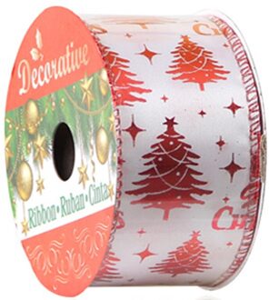 1.5 Inch Brede Kerstmis Polyester Lint Met Glanzende Metallic Xmas Tree Kerstman Snowflake Gedrukt Voor Cadeaupapier Decor 2