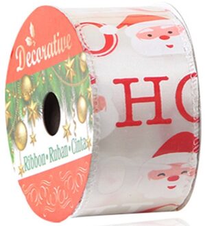 1.5 Inch Brede Kerstmis Polyester Lint Met Glanzende Metallic Xmas Tree Kerstman Snowflake Gedrukt Voor Cadeaupapier Decor 3