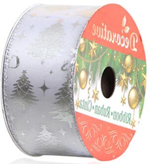 1.5 Inch Brede Kerstmis Polyester Lint Met Glanzende Metallic Xmas Tree Kerstman Snowflake Gedrukt Voor Cadeaupapier Decor 4