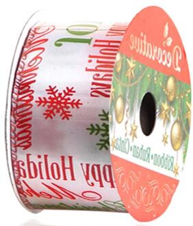 1.5 Inch Brede Kerstmis Polyester Lint Met Glanzende Metallic Xmas Tree Kerstman Snowflake Gedrukt Voor Cadeaupapier Decor