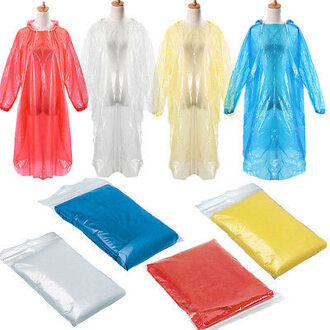 1/5 Pcs Wegwerp Adult Emergency Waterdichte Regenjas Poncho Wandelen Camping Hood Outdoor Waterdichte Anti-Nat Lange regenkleding Regen 5stk willekeurig