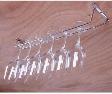 1-5 Rijen Rvs Wall Mount Glaswerk Wijnglas Opknoping Rack Houder Plank 1 row met screws
