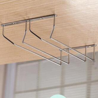 1-5 Rijen Rvs Wall Mount Glaswerk Wijnglas Opknoping Rack Houder Plank 2 Row met screws