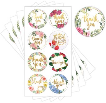 1.5 ''Ronde Bloemen Dank U Stickers Papier Voor Bruiloft Decoratie Envelop Seal Labels Handgemaakte Gouden Folie Bedankt Sticker 48 stk