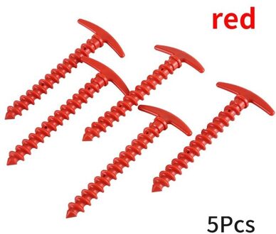 1/5 Stuks Tent Spiraal Grond Nagels Wandelen Vocht Pad Handige Tent Stakes Schroef Peg Nylon Economische Sneeuw Nail plastic Nagels 5stk rood