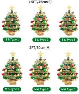 1.5FT Tabletop Christmas Tree with Top Star Red Green Balls Ribbon Mini Artificial Christmas Tree for Desk Classic Series Holiday Decoration