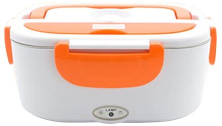 1.5L Elektrische 12V Verwarmd Lunchbox Bento Dozen Auto Voedsel Rijst Container Warmer Roestvrij Staal Voedsel Container Auto voedsel Doos oranje
