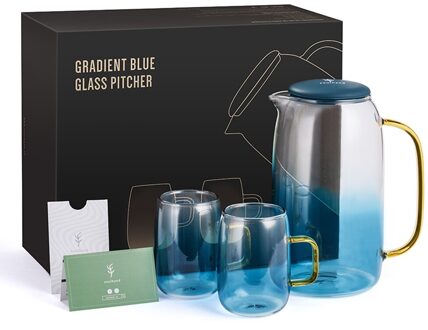1.5L Grote Water Jug Fles Glas Water Pitcher Met 2 Kopjes Ketel Thee Pot Met Handvat Koude Drinkware Glas theepot