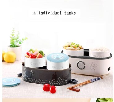 1.5L Verwarming Elektrische Lunchbox Stomen Koken Droge Brandende Gestoomde Ei 250W Rijst Artefact 4 Keramische Onafhankelijke Innerlijke Tank