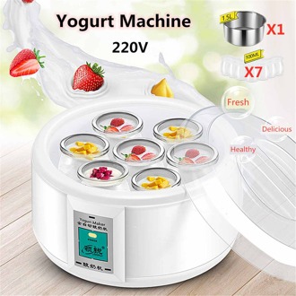 1.5L Yoghurt Maker Met 7 Glas Gisten Potten Automatische Yoghurt Machine Huishoudelijke Diy Automatische Yoghurt Gereedschap Keuken Apparaat 220V