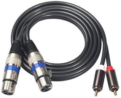 1.5M 2RCA Male Naar Dual Xlr Vrouwelijke Ofc Aux Audio Kabel Afgeschermde Voor Versterker Mixer