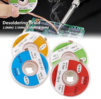 1.5M Lengte Soldeer Desoldering Braid Lassen Solder Remover Wick Wire Lead Cord Flux Bga Reparatie Tool 2 2.5 3 3.5 Mm Breedte 2.0mm