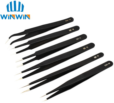 1.5mm Industrial Tweezers Anti-Static Stainless Steel Tweezer Set Mobile Phone Repair Tools ESD Precision Tweezer ESD10 to ESD15