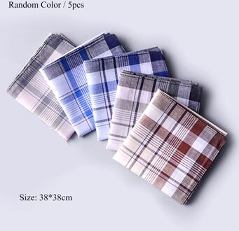 1-5Pcs 38*38 Cm Plaid Streep Pocket Plein Zakdoeken Voor Oude Mannen Klassieke Zachte Katoen suit Pocket Plein Willekeurige Kleur willekeurig kleur-5stk