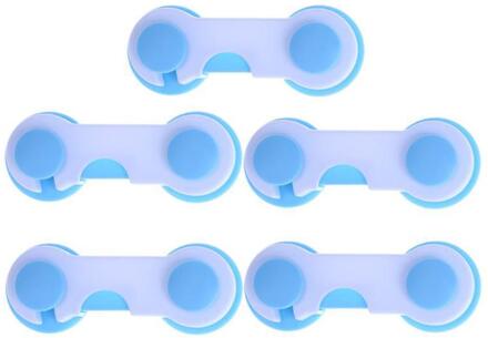 1/5Pcs Baby Veiligheid Kabinet Lock Plastic Lock Care Kind Security Beschermen Pasgeboren Van Koellade Deur Kast catching Handen 04 5stk blauw