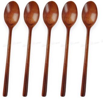 1/5Pcs Natuurlijke Houten Lepels Lange Steel Japanse Stijl Soep Lepels Keuken Koken Gebruiksvoorwerp Tool Soep Theelepel Roeren gadget 5stk