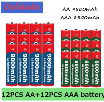 1.5V Aa 9800 Mah 1.5V Aaa 8800 Mah Alkaline1.5V Oplaadbare Batterij Voor Klok Speelgoed Camera batterij wit