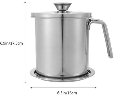 1.6/2.2L Rvs Olieaanzuigzeef Opslag Kan Vet Filter Separator Koken Olie Filter Pot Keuken Gereedschap 1.6L