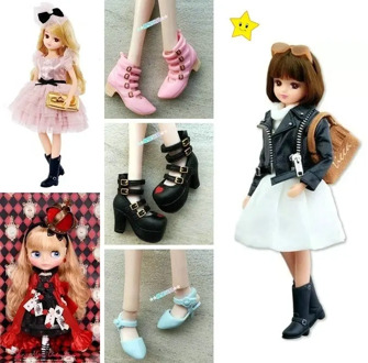 1/6 High Heel Shoes For Dolls For Licca Momoko Doll Blyth doll Shoes Fashion Plastic Shoes For Girls Dolls White Red Shoes