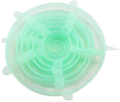 1/6 Pcs/Set Herbruikbare Silicone Voedsel Wrap Stretch Vacuüm Seal Cover Saran Wrap Keuken Organisatie Voedsel Verse Houden Verzegelde deksels 6stk lucht blauw