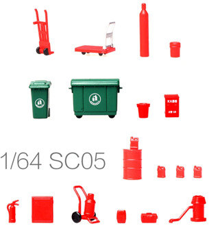 1/64 Auto Repair Tool traffic Model scene garage trash can oil drum fire extinguisher hydrant trolley